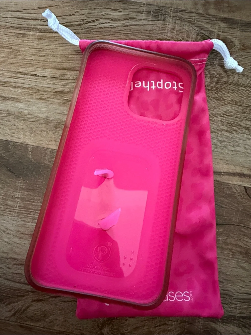 iPhone 15 pro max Loopy Case Hot Pink Leopard with Loop Strap